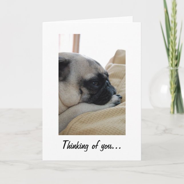 Cartão Pensando em você Pug Greeting Card (Frente)