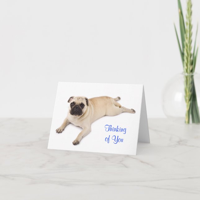 Cartão Pensando em você Pug Vazio Note Card (Frente)