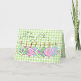 Cartão Pensando em você - Quilt Squares - Clothesline -