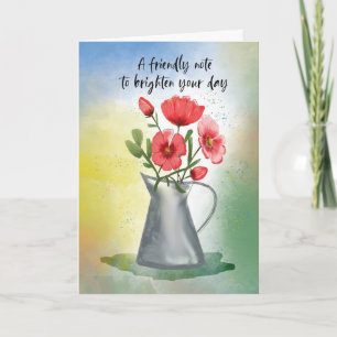 Cartão Pensando em você Red Cosmos Flores Rustic Metal
