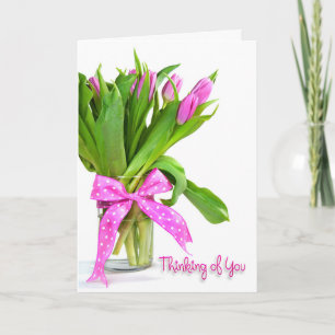 Cartão Pensando em Você-tulipas rosa