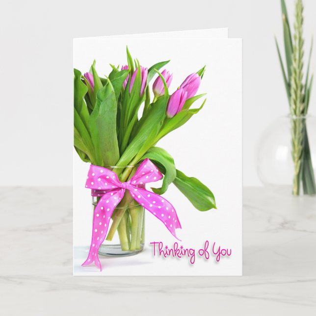Cartão Pensando em Você-tulipas rosa (Frente)