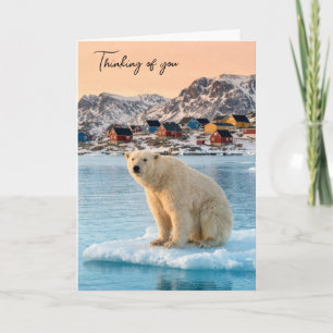 Cartão Pensando em Você Urso Polar Flutuando no Gelo