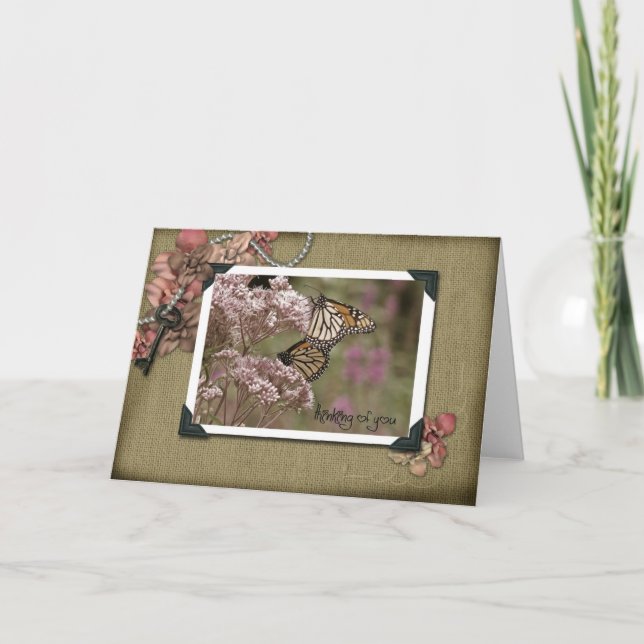 Cartão Pensando em vocês, monarcas (Frente)