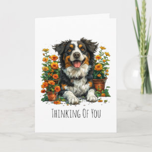 Cartão Pensando Na Sua Fronteira Collie Em Flores