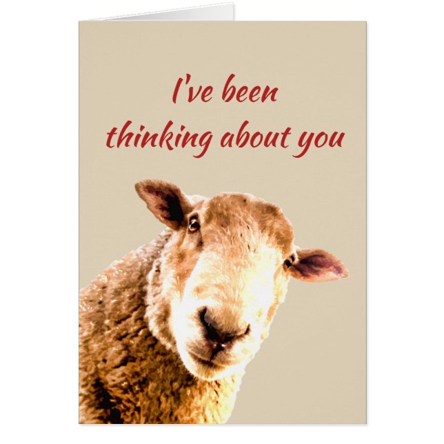 Cartão Pensando no Engraçado Humor Animal da Ovelha (Frente)