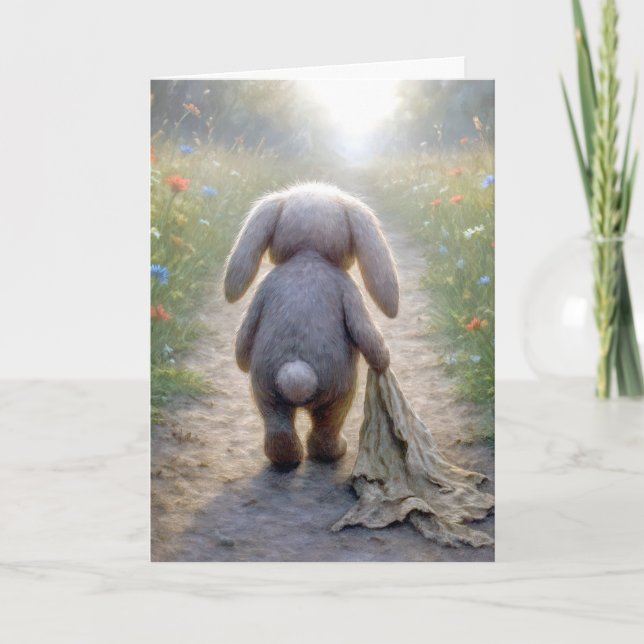 Cartão Pensando no seu triste coelho de orelha-disquete (Frente)