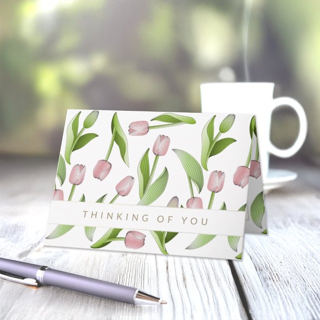 Cartão Pense em Você Tulipa Rosa Moderna (Criador carregado)