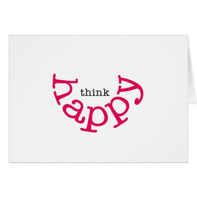 Cartão Pense feliz (o sorriso vermelho) (Frente Horizontal)