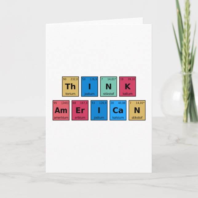 Cartão Pense na Mesa periódica americana (Frente)