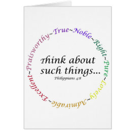 Cartão Pense sobre tais coisas… 4:8 dos Philippians