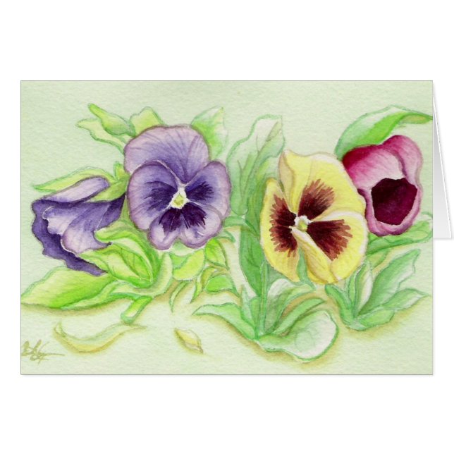 Cartão Pensies adoráveis (Frente Horizontal)