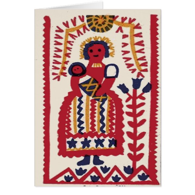 Cartão Pensilvânia Dutch Folk Art Madonna (Frente)