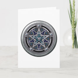 Cartão Pentacle pagão de prata feminino