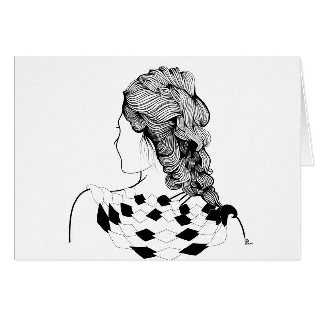 Cartão Penteado bonito da menina (Frente Horizontal)