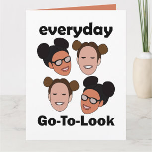 Cartão Penteado Space Buns Moda Olhar Diário