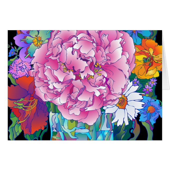 Cartão "Peônia" horizontal (Frente Horizontal)