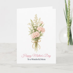 Cartão Peônia Rosa Aquarela Personalizada e Lírios para o