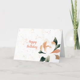 Cartão Peônia Simples em Aquarela com Pontos de Aniversár