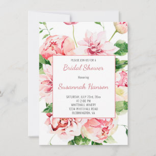 Cartão Pêonias de Verão rosa, Dahlias, Rosa