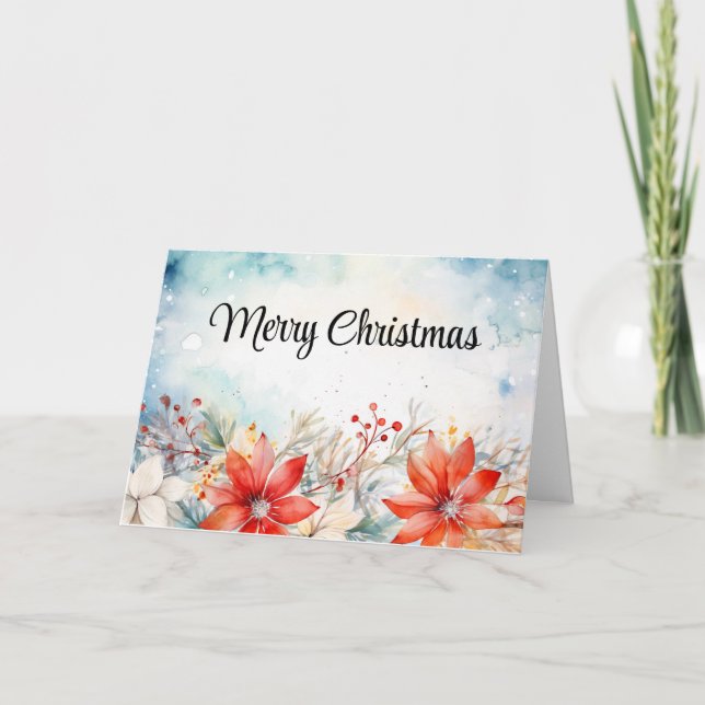 Cartão Peônias Vermelhas Natal (Frente)