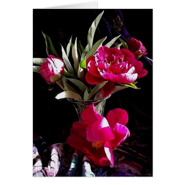 Cartão Peônias vermelhas sedutores (Frente)