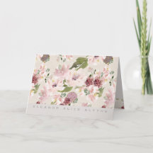 Peonies Mauve e Blush Floral Stationery Card