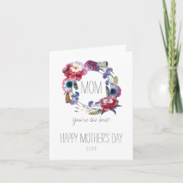 Cartão Peony Floral de flor selvagem com Dia de as mães d
