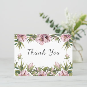 Cartão Peony Rosa de Água, obrigado de casamento verde