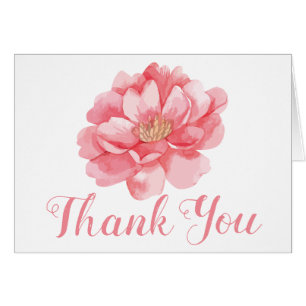 Cartão Peony Rosa Obrigado Floral Peonias