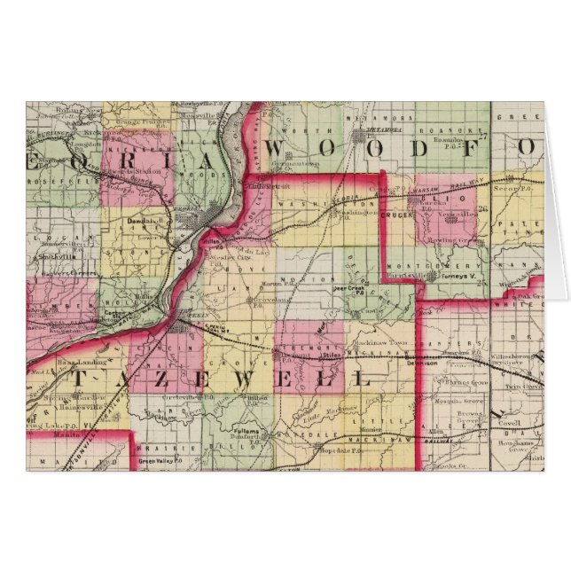 Cartão Peoria, Woodford, condados Tazewell (Frente Horizontal)