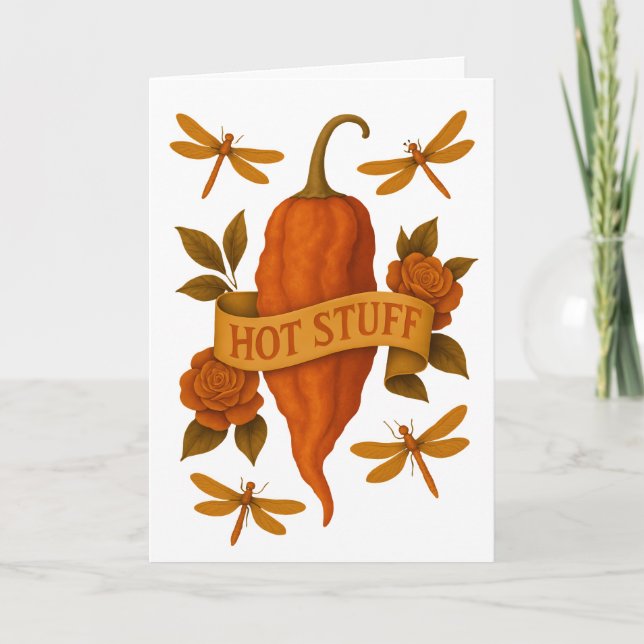 Cartão Pepper Engraçado - Estilo de Tatuagem - Dragonfly  (Frente)