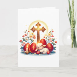 Cartão Pequena Celebração de Páscoas Ortodoxas de Lamb