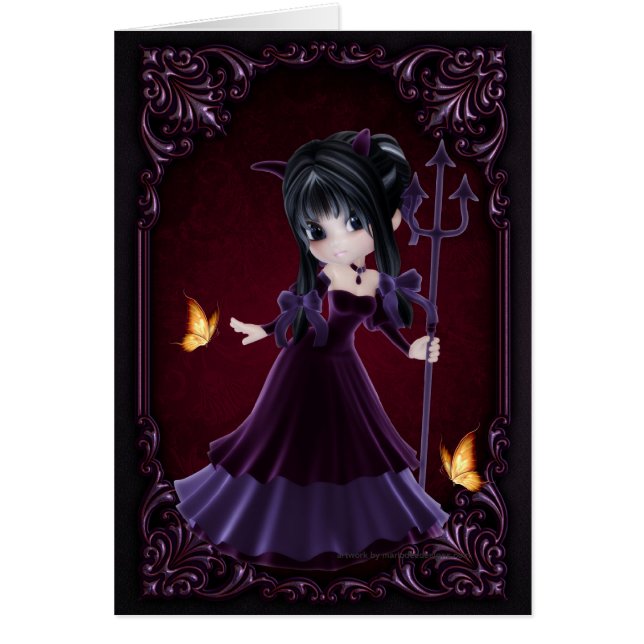 Cartão Pequena Cookie Devil Girl Design 6 Card (Frente)