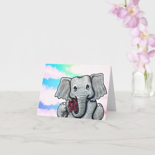 Cartão Pequena Placa Elefante Mais Curta (Orquídea)