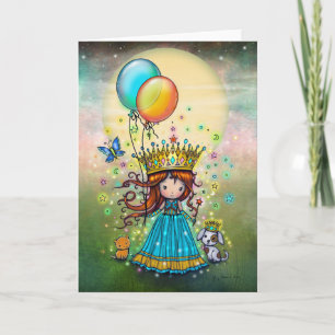 Cartão Pequena Princesa com Balões Arte Caprichosa