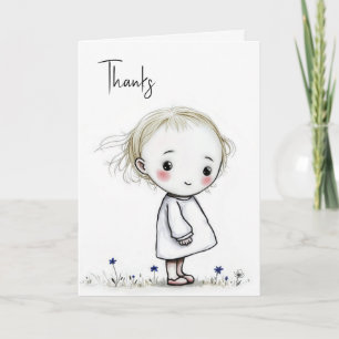 Cartão Pequena Rapariga - Obrigado