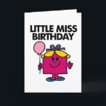 Cartão Pequena Senhorita Aniversário com Balão Rosa<br><div class="desc">Precisa de uma design para colocar o presente de aniversário que você está criando? Você encontrou um excelente! Deixe a Menina Birthday ajudá-la a celebrar com seu lindo balão rosa e arco roxo no cabelo. A aniversariante da sua vida vai adorar esta design baseada na série de desenhos da Senhorita....</div>