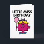 Cartão Pequena Senhorita Aniversário com Balão Rosa<br><div class="desc">Precisa de uma design para colocar o presente de aniversário que você está criando? Você encontrou um excelente! Deixe a Menina Birthday ajudá-la a celebrar com seu lindo balão rosa e arco roxo no cabelo. A aniversariante da sua vida vai adorar esta design baseada na série de desenhos da Senhorita....</div>