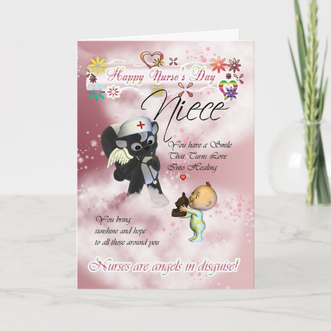 Cartão Pequeno bebê bonitinho e enfermeira bonitinho do D (Frente)