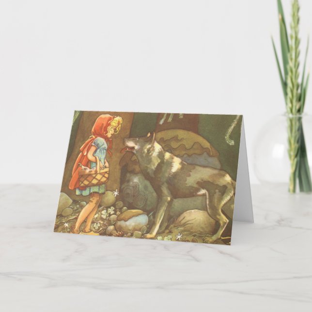 Cartão Pequeno Cabelo Vermelho, Vintage Fairy Tale (Frente)