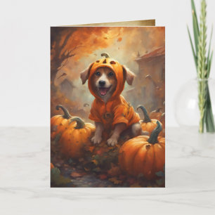 Cartão Pequeno Cachorro, Feliz Cachorro De Halloween