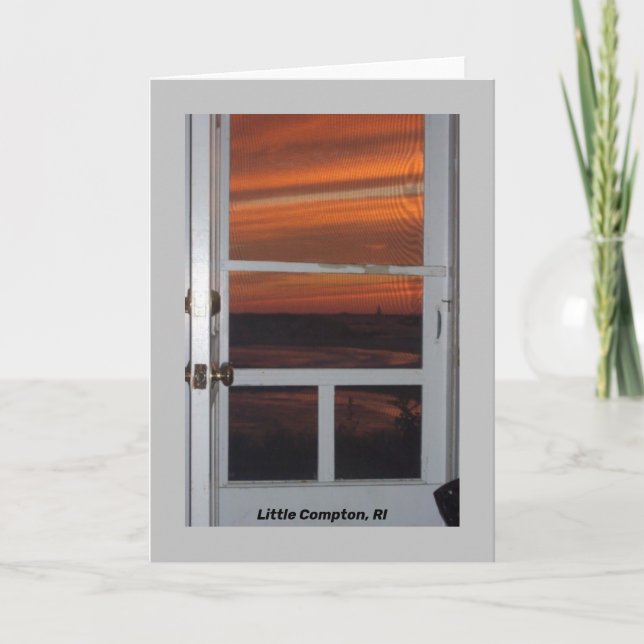 Cartão Pequeno Compton, RI Sunset Com Luz Sakonnet (Frente)