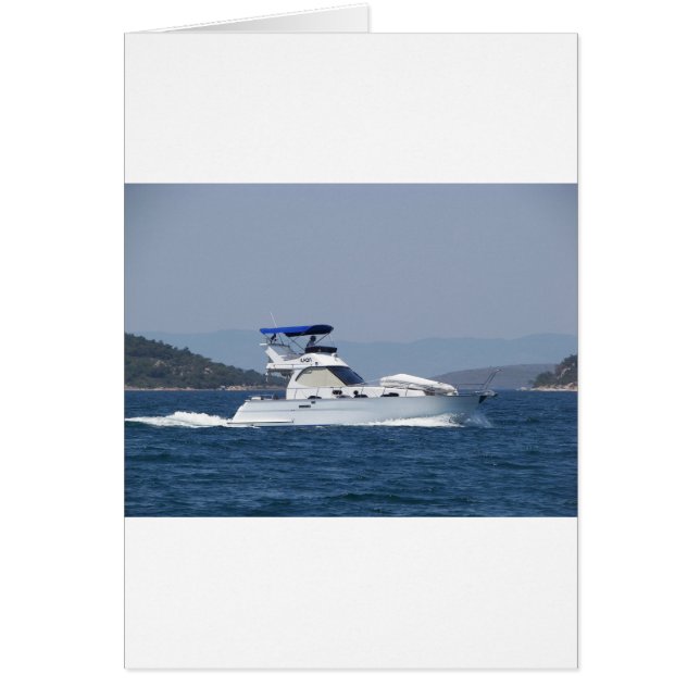 Cartão Pequeno e atrativo barco a motor (Frente)