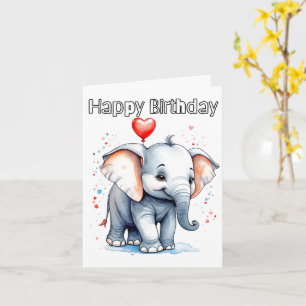 Cartão Pequeno Elefante Feliz Aniversário