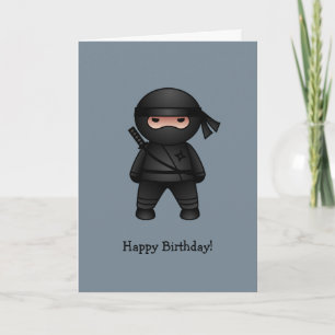 Cartão Pequeno Ninja no Parabéns da Cinza
