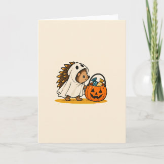 Cartão Pequeno Ouriço Fantasma – Halloween Fofo