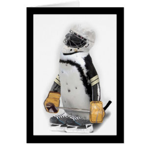 Cartão Pequeno Pinguim Vestindo Hockey Gear