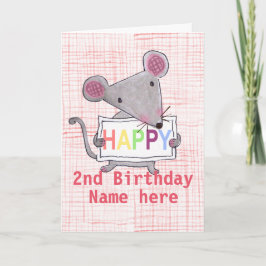 Cartão Pequeno rato bonito diz FELIZ ANIVERSÁRIO