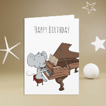 Pequeno Rato Tocando Piano Feliz Aniversário